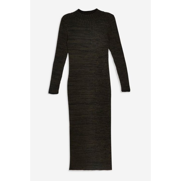 NWOT Black/Green Knitted Topshop Midi Dress 12/L - Picture 4 of 8